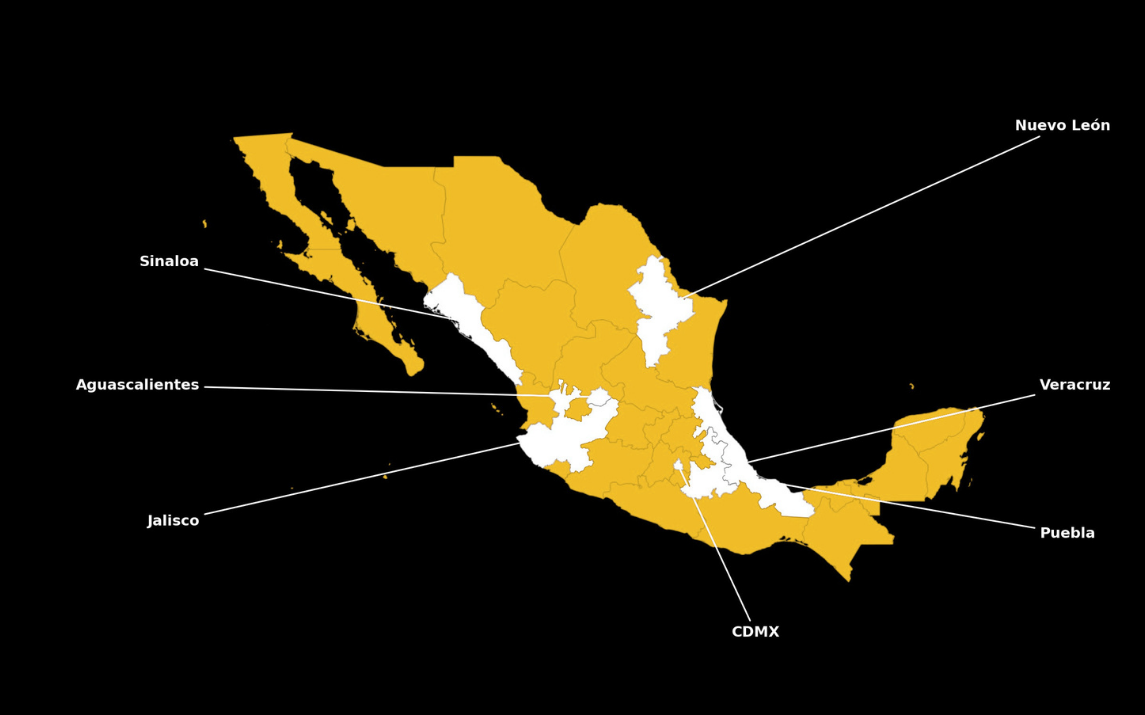 Mapa de presencia nacional Desafíos Empresariales